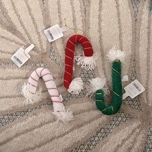 Fabric Candy Cane Christmas Tree Ornaments Set | 3 pcs
